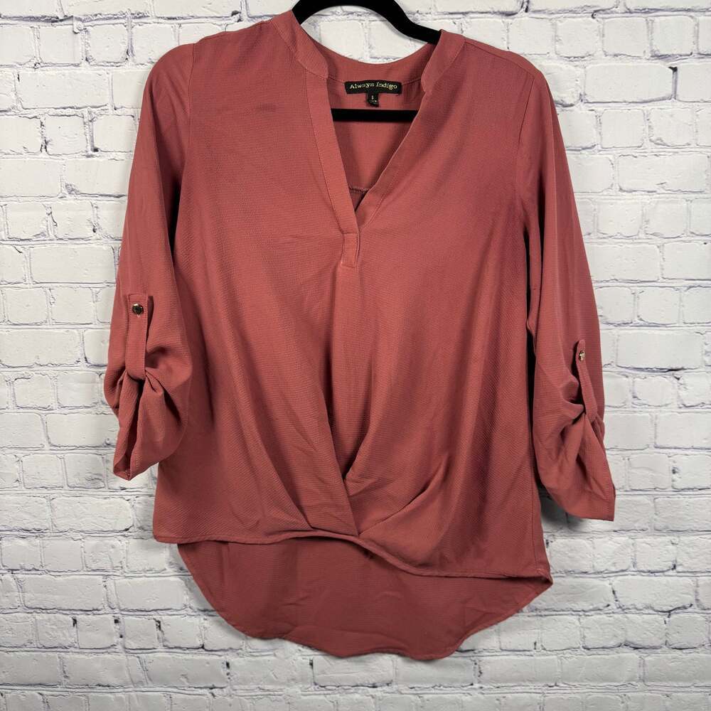 Always Indigo Mauve Blouse Top Size Small - Picture 2 of 6